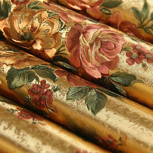 Luxurious vintage flowery floral vinyl wallpaper roll Modern Murals For