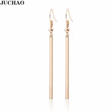 JUCHAO, pendientes largos de cubo elegantes, pendientes geométricos simples y rectangulares con personalidad para mujer, joyería de boda de Color dorado y plateado