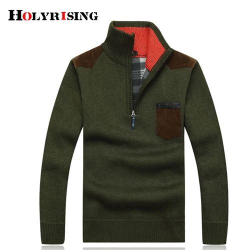 ARMY GREEN Holyrising, мужской пуловер, кашемировые шерстяные свитера, мужская повседневная трикотажная одежда, флисовая бархатная верхняя одежда, мужская Трикотажная кофта, hombre, большой размер 15724 - Цвет: ARMY GREEN