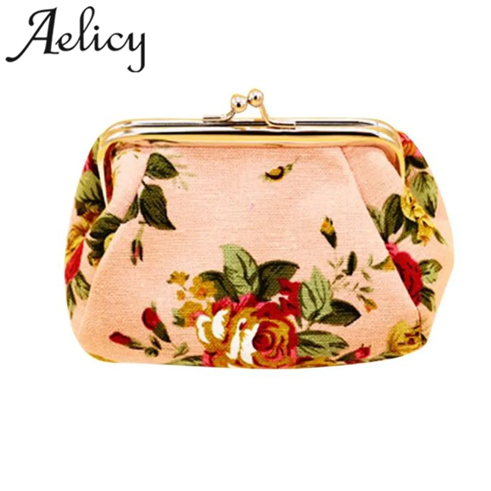 Aelicy wallet Lady Short Women Coin Purses Vintage Flower Printing