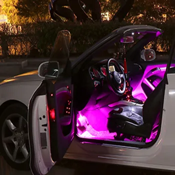 

Automobile interior ambient lamp refitted with LED foot sole USB car interior trim sound control lamp