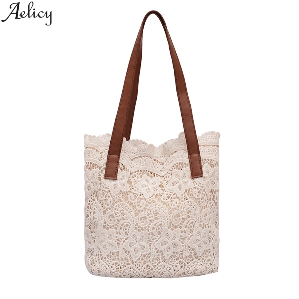 

Aelicy Elegant Handbags Women's Lace Cotton Shoulder Bag Ladies Fashion Square Hand Take Bag Versatile Literary Handbag New