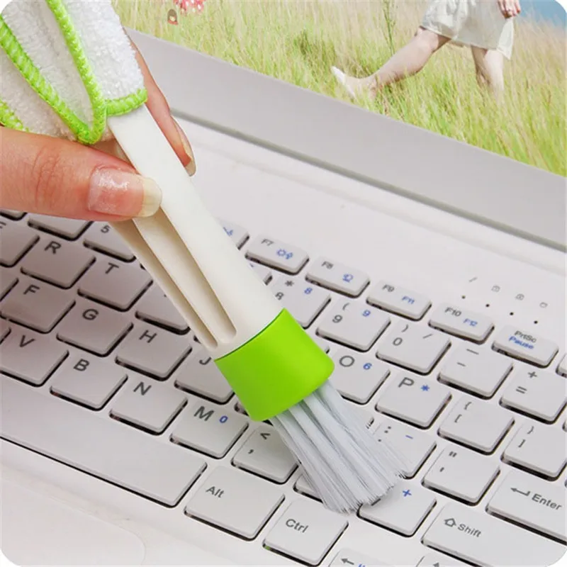 Двойная головка чистые инструменты Окна Листья жалюзи Duster ручка-кисть пылесборник для клавиатуры компьютера кондиционер очиститель