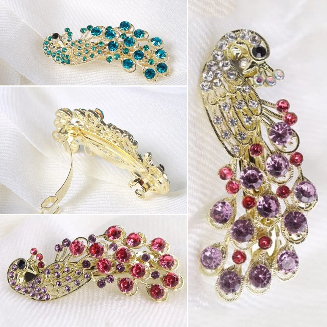

Hairs Decoration Kit Beautiful Metal Alloy Lady Girl's Full Crystal Rhinestone Peacock Barrette Hairpin Hair Clip Hairpins