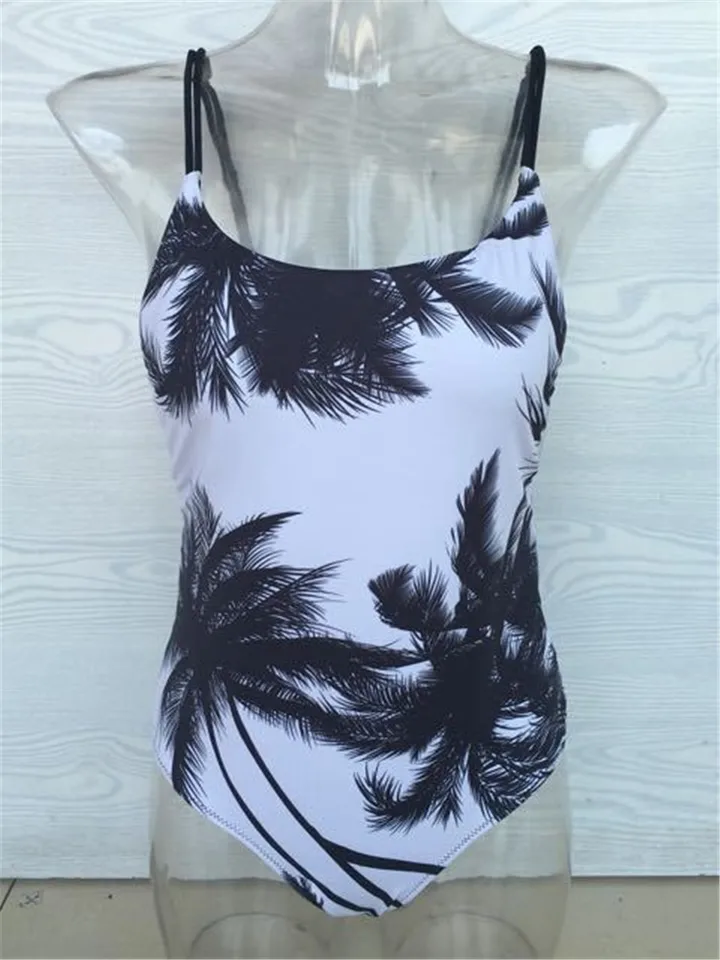 black and white palm tree swimsuit
