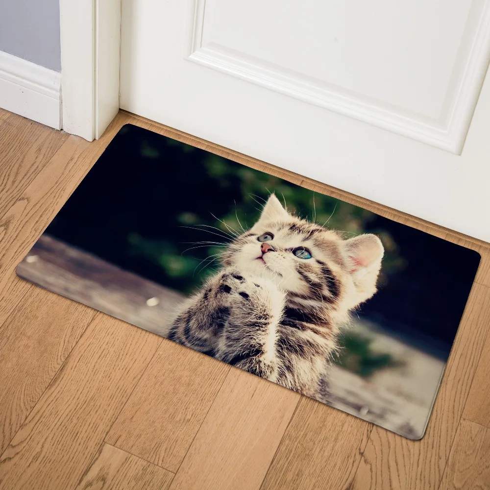 Милый животный Кот передняя дверь коврик для кухни гостиная прихожая вход в ванную комнату Придверный коврик нескользящий коврик 46x75 см