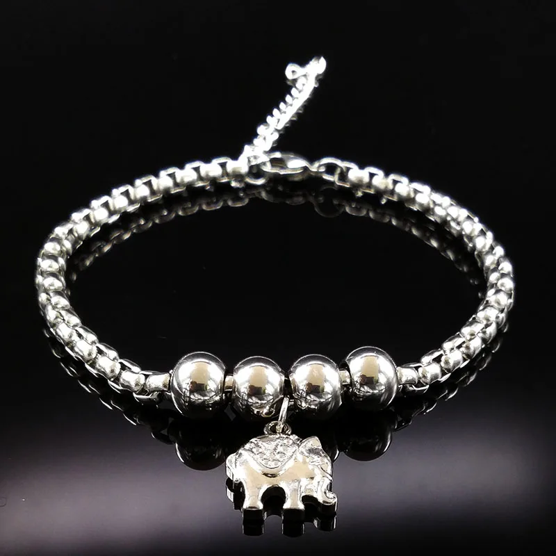 Модный браслет со слонами из нержавеющей стали для женщин новые серебряные цветные браслеты браслет украшения в стиле бохо pulseras B61348B