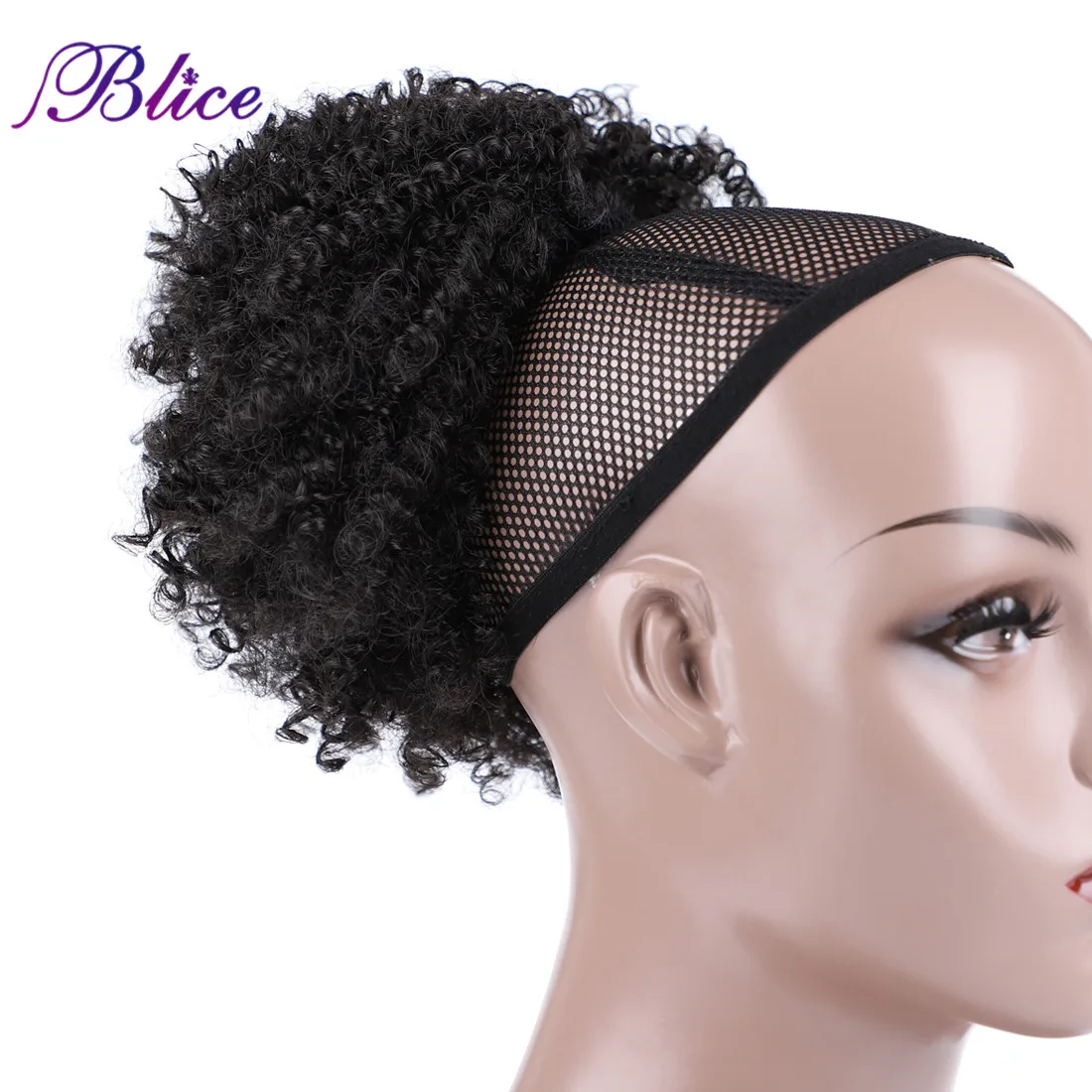 

Blice Synthetic Short Curly Ponytail Hair Extensions Natural Black Heat Resistant Hairpiece With Two Plastic Combs