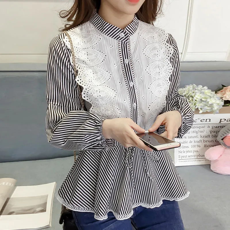 

New Fashion Woman Blouses 2018 Striped Blouse Shirt Women Tops Long Sleeve Ladies Tops Blusa Feminina Shirt Women Blouses A145
