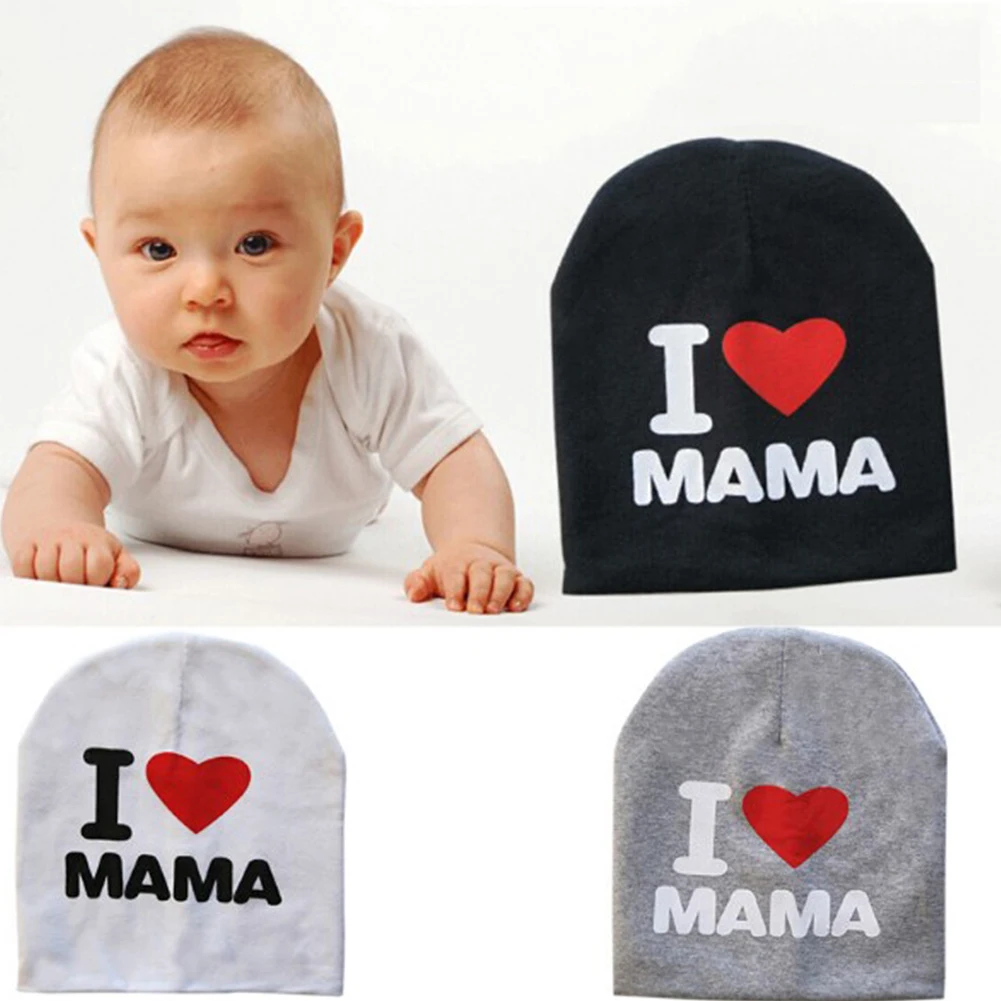Модная детская хлопковая мягкая шапка милая с надписью I love Mom And Dad для маленьких