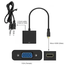 Micro HDMI to VGA Video Converter Adapter Cable For LCD TV Monitor PC Phone Tablet Camera MP4 Projector