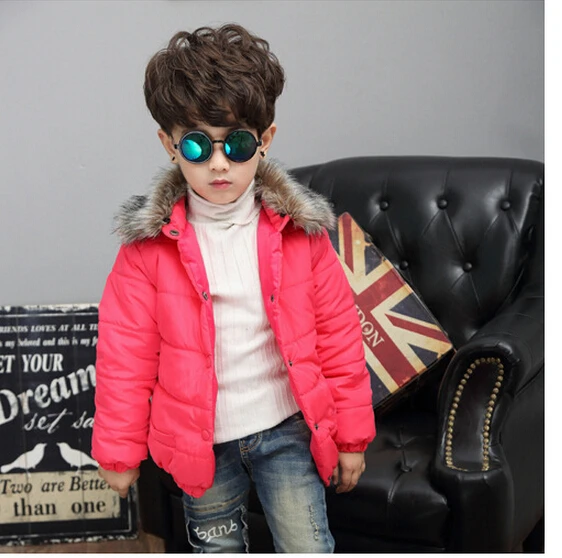 HOT 2016 new Winter fashion boy C with thick cotton padded clothes Lapel zipper unlined upper