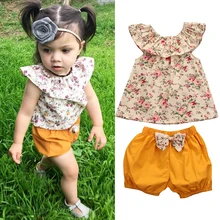 Toddler Infant Baby Girl Clothing Set Outfits Floral Shirt Tops Short Sleeve Flower Shorts Pants 2pcs Set Clothes Baby Girls