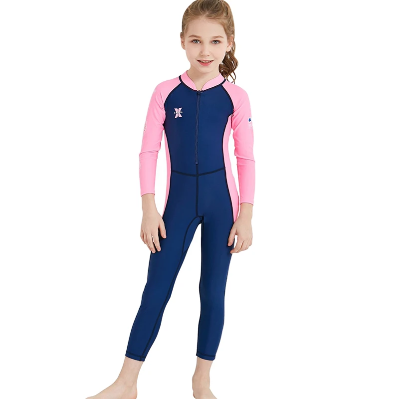 Детский слитный купальник для девочек; летний купальный костюм с длинными рукавами и защитой от ультрафиолетовых лучей для серфинга и дайвинга; Одежда для девочек; пляжный праздничный костюм