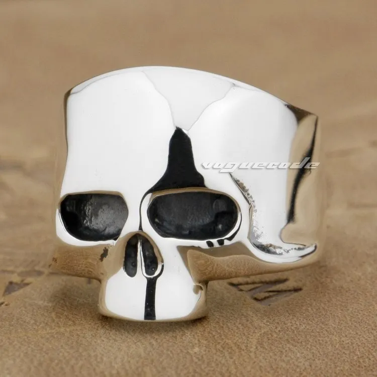 

925 Sterling Silver Highly Polishing Skull Mens Biker Rokcer Ring 9G003