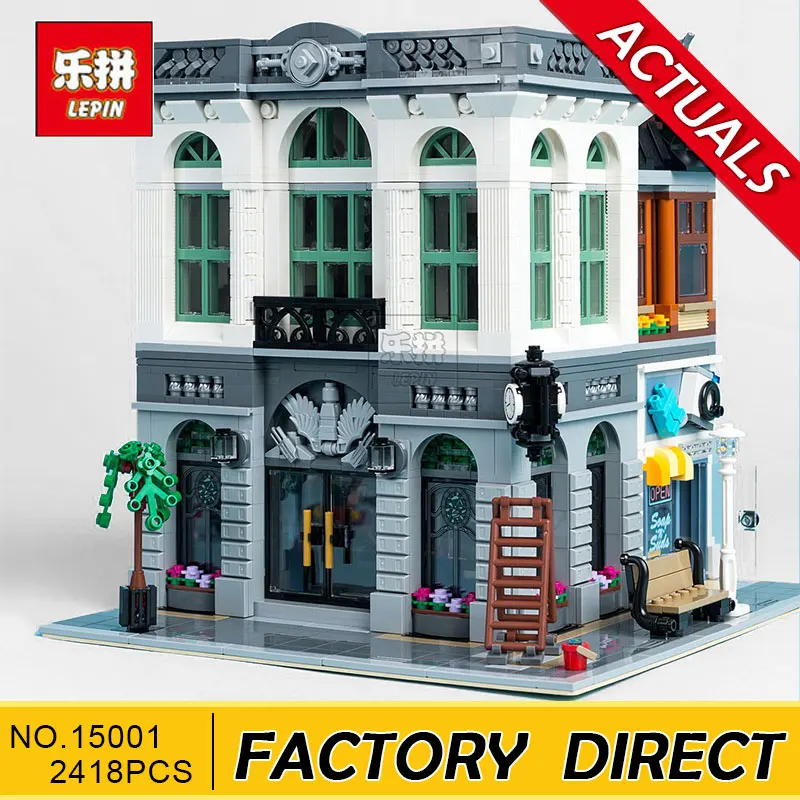 

Lepin 15001 2413Pcs Creator Brick Bank Model Building Kits Blocks Bricks Toy Compatible Boy Brithday Gift
