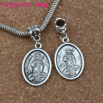 

100pcs/lot Dangle Zinc alloy ST. MARTHA religion Charm Big Hole Beads Fit European Charm Bracelet Jewelry 16.2x38mm A-249a
