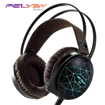 

FELYBY Stereo PC Gaming Headset 7 Colors Breathing LED Light Over-ear Headphones with Microphone Inflected for Comtuper Games