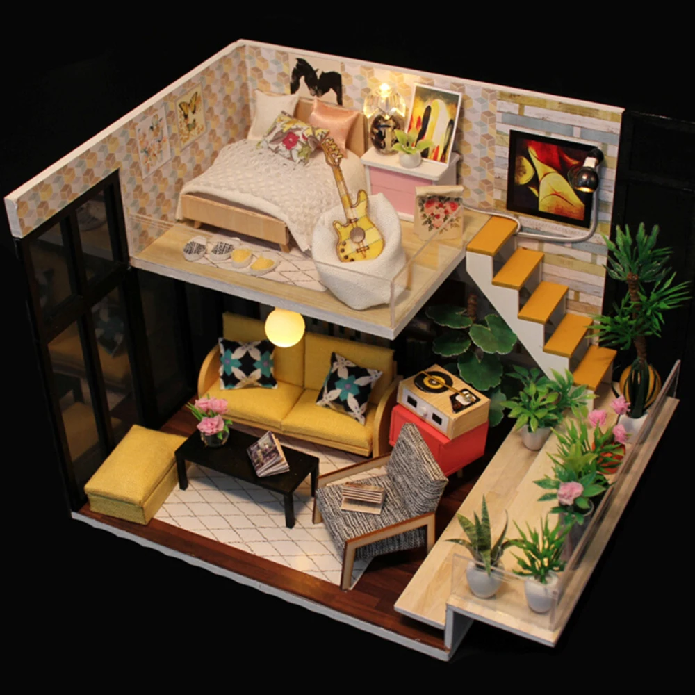 DIY dollhouse assembly Dolls House Household Pretend Play Furniture toy