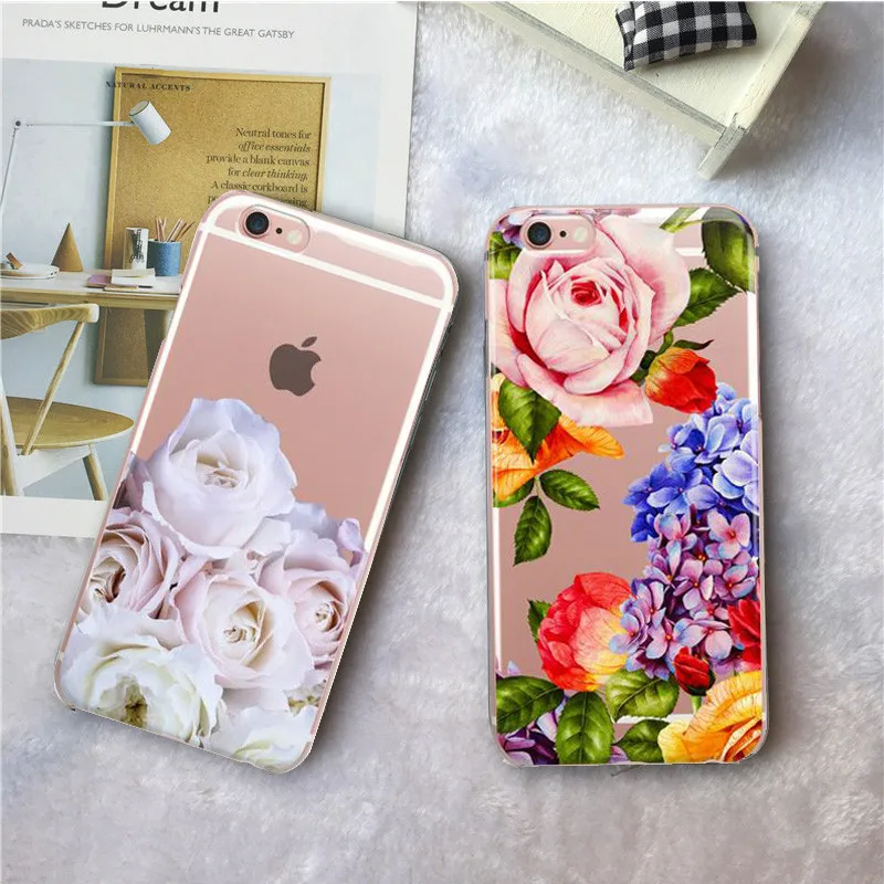 

Flower Silicone Phone Case For iPhone 7 8 Plus XS Max XR Rose Floral Cases For iPhone X 8 7 6 6S Plus 5 SE Soft TPU Cover