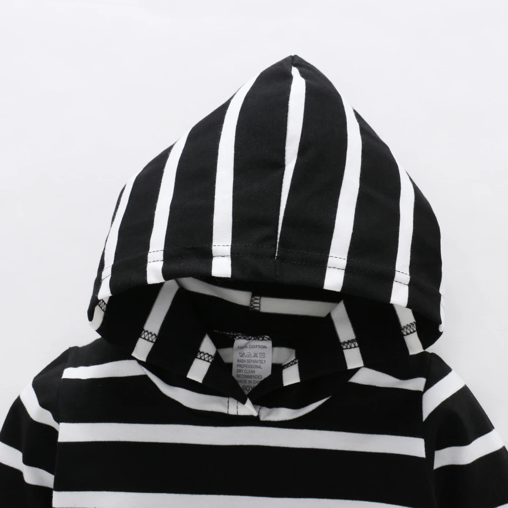 Toddler Baby Girls Full  Striped Hooded O-Neck Casual Newest Fashion Party Pageant Cotton Spring Autumn Dress Princess dress