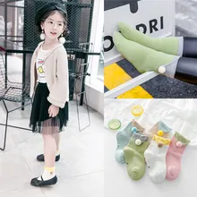 5 пар, цветные детские хлопковые носки с помпонами, вязаные носки с помпонами для девочек, хлопковые детские носки для малышей