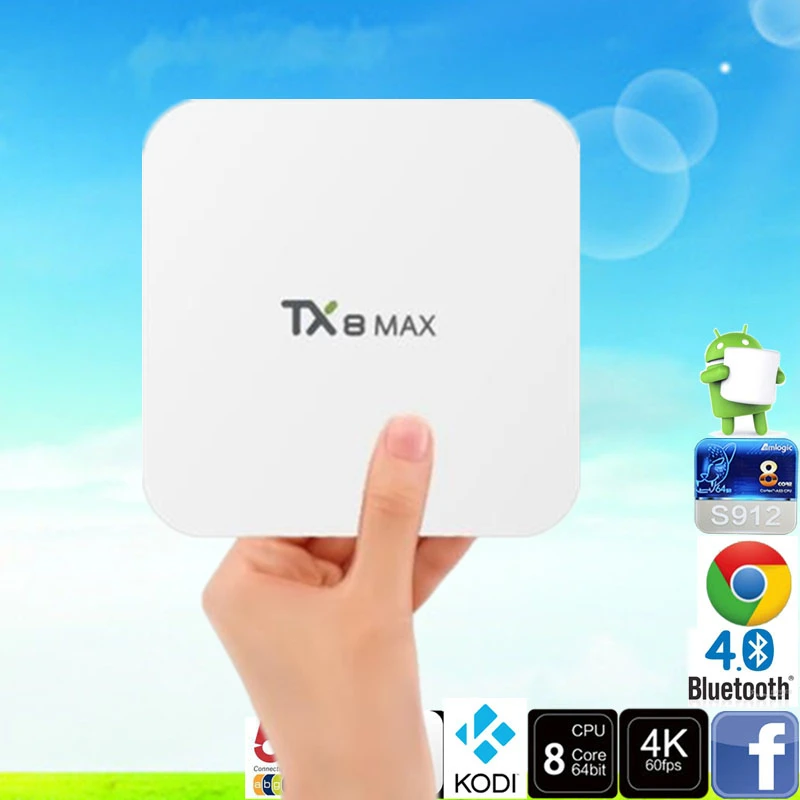 ФОТО TV BOX 3GB DDR4 16GB TX8 Max Amlogic S912 Octa Core Android 6.0 TV BOX 2.4/5G Dual WIFI Bluetooth1000M LAN 4K Media Player 