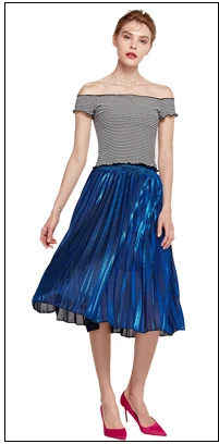 Летние большие размеры с высокой талией макси юбки золотистые серебряные плиссированные элегантная длинная юбка женские тонкие трапециевидные макси юбки для женщин