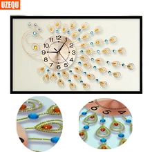 UzeQu Special Shaped 3D Diamond Embroidery Watch Peacock 5D DIY Diamond Painting Wall Clock Cross Stitch Diamond Mosaic Decor
