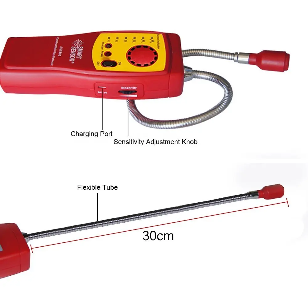 Combustible Natural Gas Detector Carbon Monoxide Methane Alcohol Portable Gas Leak Detector Tester with Sound Light Alarm (5)
