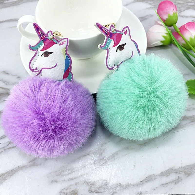 

Car Keychain New Double-sided PU Unicorn keychain Car Keys Car Hang Girl Bag Pendant Jewelry Accessories Key Rings Wholesale