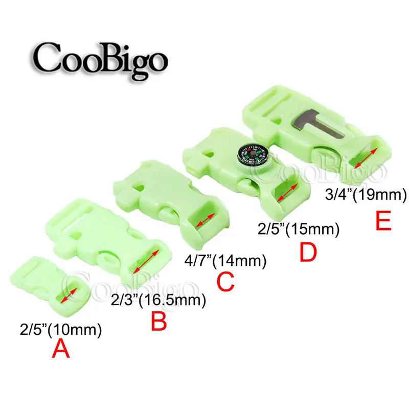 Изогнутый и плоский 3/" 5/8" 3/" боковая пряжка свисток светится в темноте парашютный шнур 550 Паракорд Браслет Backpck части сумки