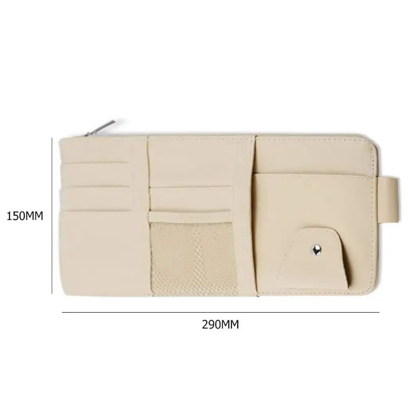 Yolu Muti-functional Auto Car Sun Visor Card Storage Holder Pouch Bag Beige