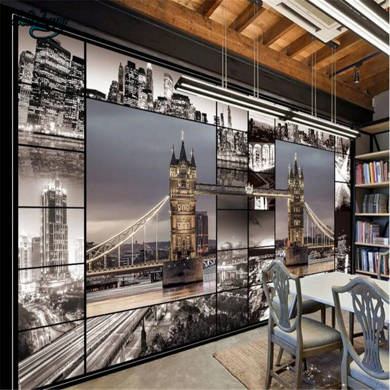 

beibehang London, UK architecture retro background custom wallpaper murals lounge sofa sofa decoration painting