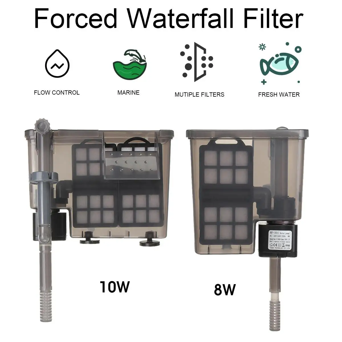 

2019 NEW Submersible Water Pump Filter Hang-on-Back Waterfall Water Forced Filter Fish Tank Marine External Aquarium Filter Pump