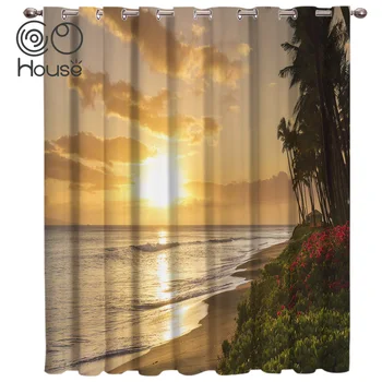 

COCOHouse Tropical Sunset Beach Room Curtains Large Window Window Curtains Dark Curtain Rod Decor Bathroom Curtains Bedroom