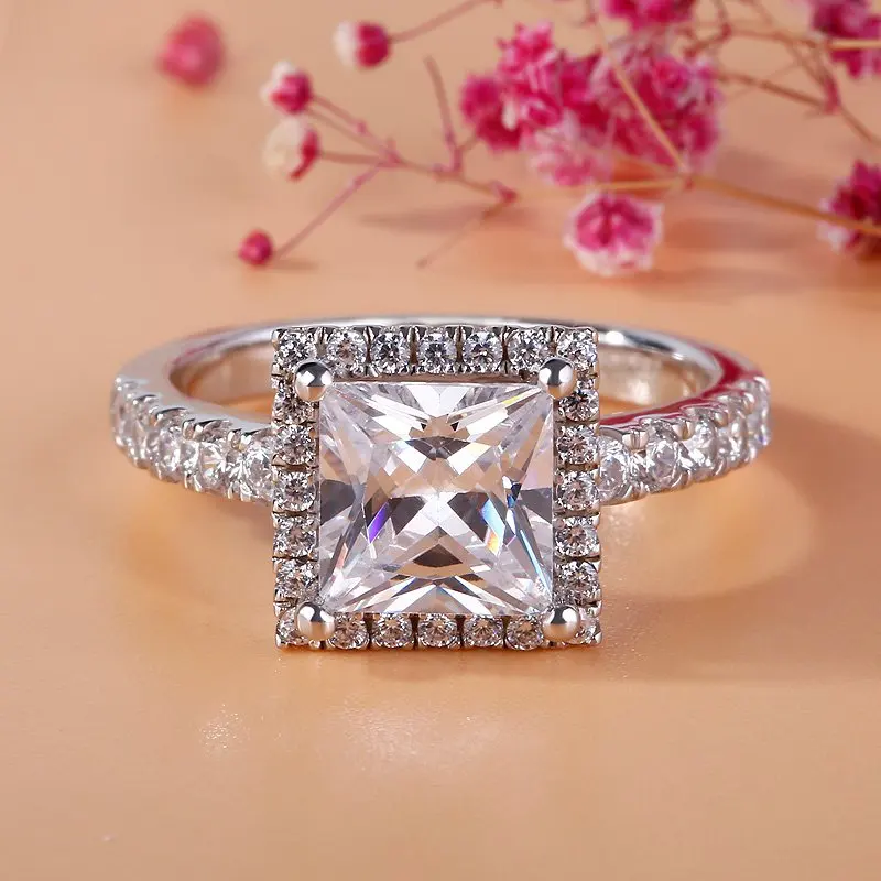 

Fashion Princess Sterling silver Rings Stamp 10KT Luxury Wedding Engagement Acessories 5a Zircon CZJewelry for Women size 5-10