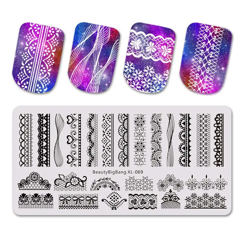 BeautyBigBang Штамповка из нержавеющей стали для ногтей, для молодых девушек, цветочный рисунок, штамп для ногтей, шаблон для ногтей, штамповка, пластины - Цвет: 69