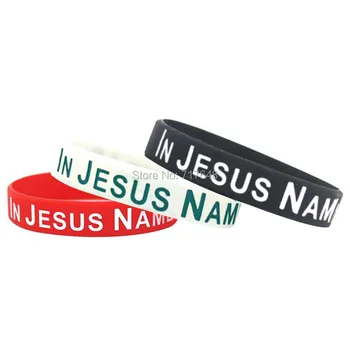 

300pcs red white black In jesus name I play wristband silicone bracelets free shipping by epacket A