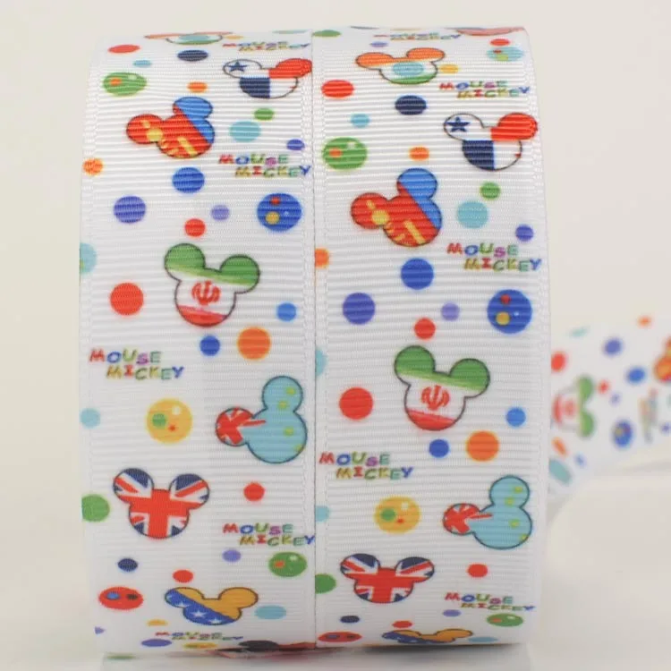 

NEW sales 50 yards mickey head ribbon printed grosgrain ribbon DIY free shipping