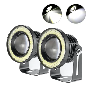 

Car LED Fog Lights Angel Eyes Daytime Running Lights 2.5 Inch Lens DRL COB LED White Colors Motocycle Headlight DRL