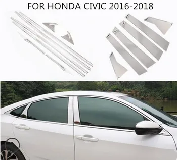 

High Quality CAR FULL WINDOW DECORATION STRIPS TRIM COVER SILVER 6/8PCS FIT FOR HONDA CIVIC 2016 2017 2018 2019