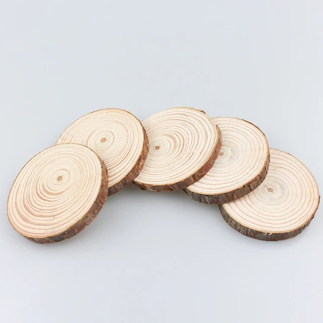 2-10cm 1/10pcs Natural Pine Round Unfinished Wood Slices With Bark
