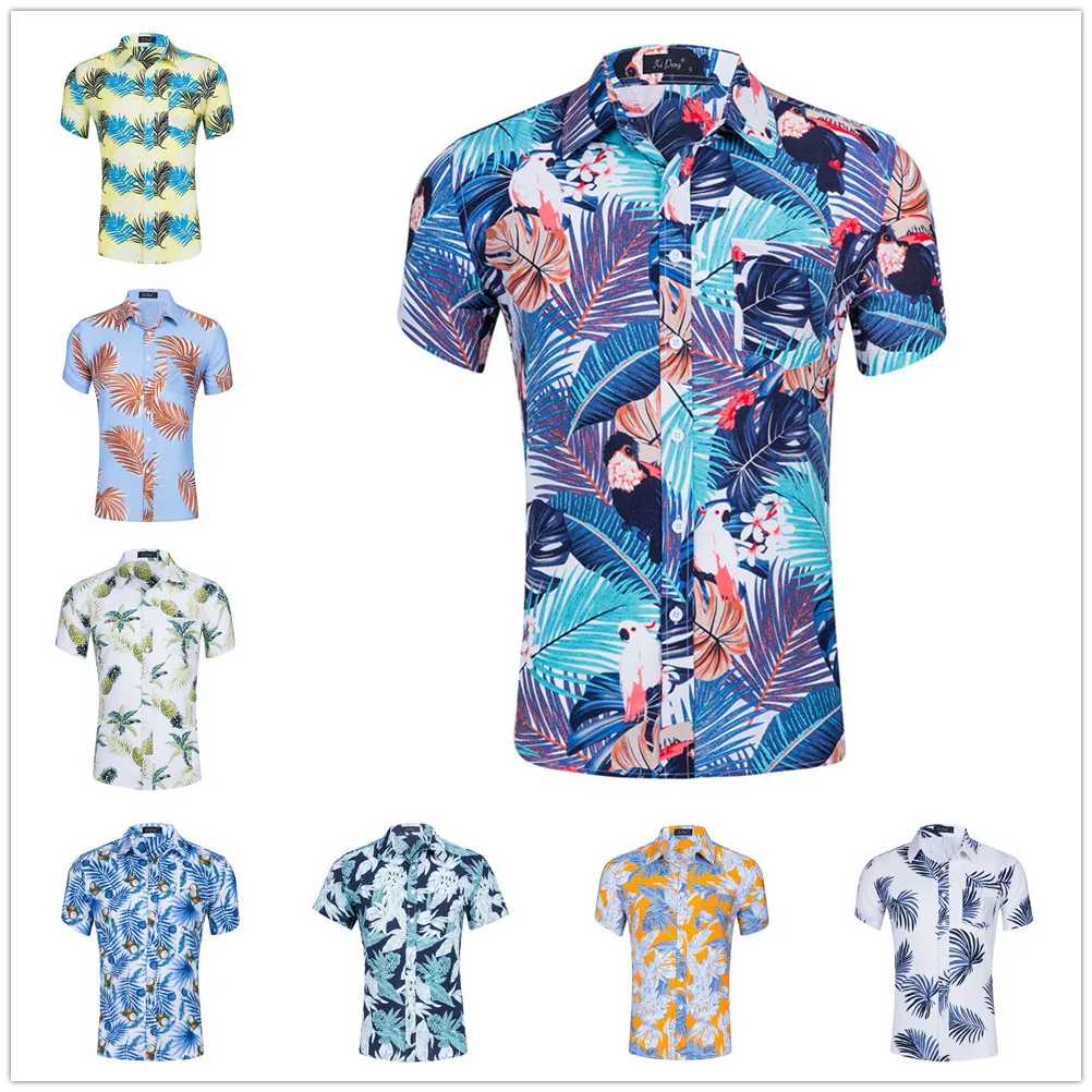 

Men's Casual Short Shirt Aloha Summer Tropical Beach Holiday Party Hawaiian Shirt Pineapple Floral Printed Bright Color
