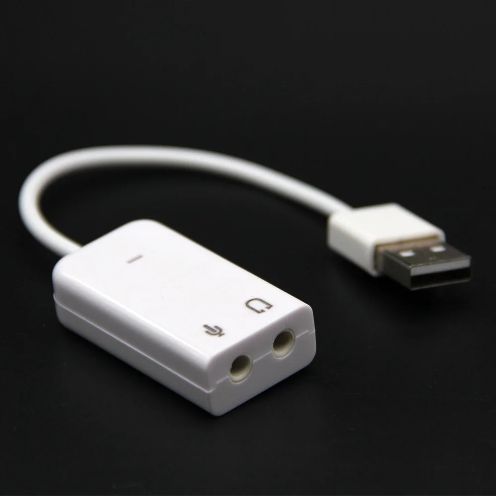 

3D White 2.0 Virtual 7.1 Channel External USB Audio Sound Card Adapter Sound Cards For Laptop PC Mac With Cable