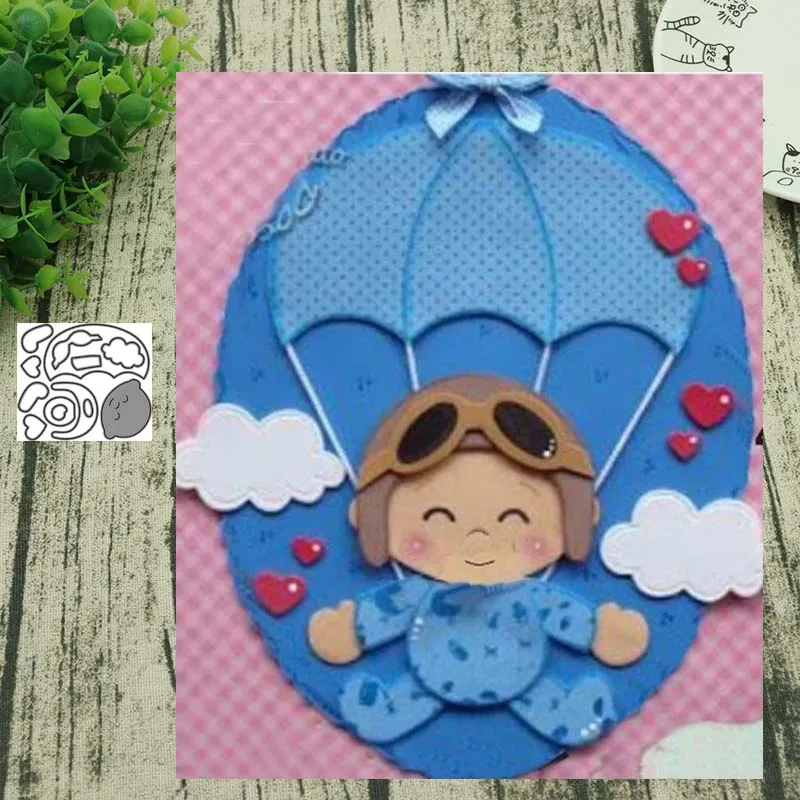 

Metal cutting dies cut build up Parachutist print smile collage Scrapbook PAPER CRAFT card album stencils craft die