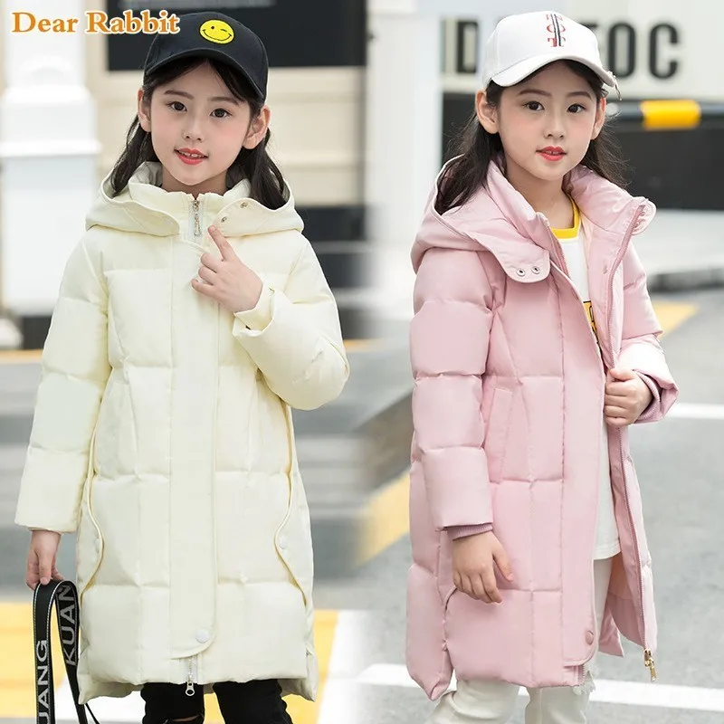 

New 2018 Fashion Children Winter down Jacket Girl clothes Kids Warm Thick Hooded long Coats For Teenage clothing 3Y-12Y parka