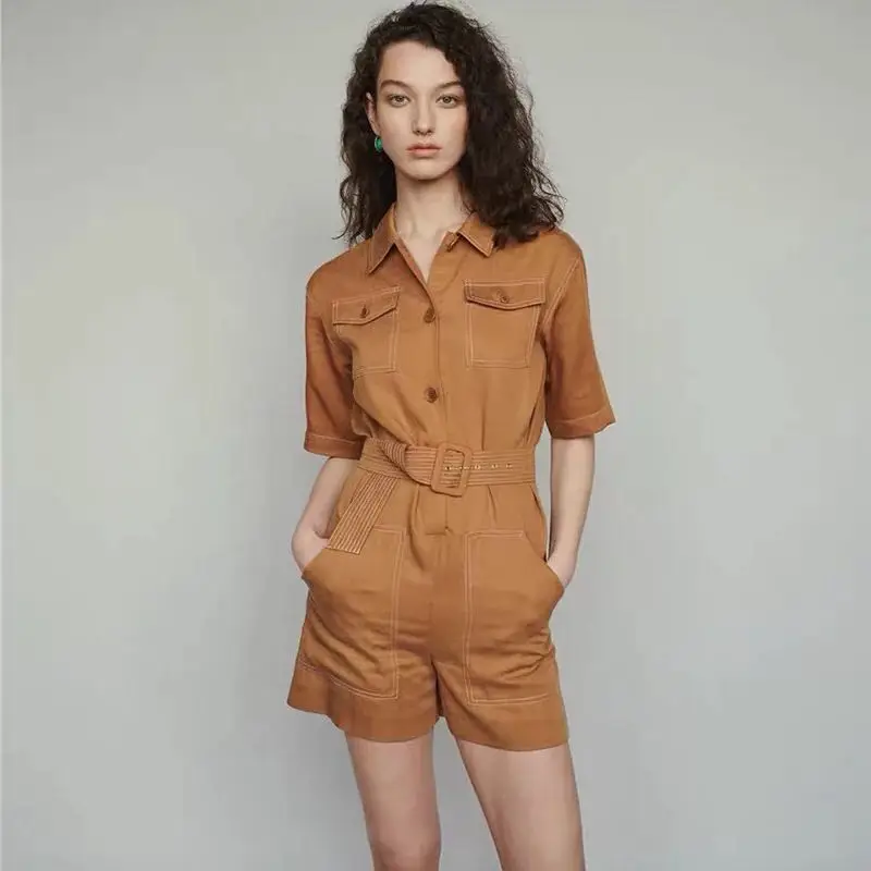 

Women Jumpsuits 2019 spring and summer new pocket shorts jumpsuit jumpsuit female