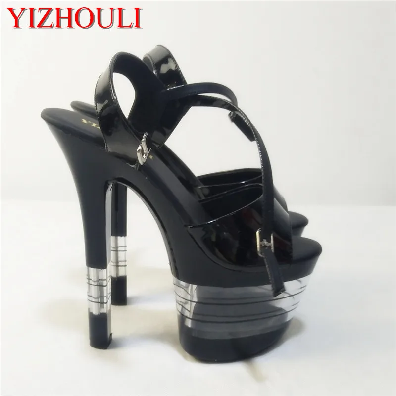 fashion black high-heeled shoes sandals sexy stripe high heels platform shoes heel pole dance Sandals 17-20cm