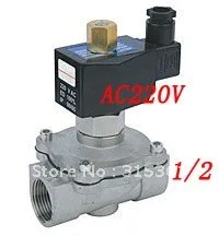 5 шт./лот AC220V 1/2 ''Нержавеющая сталь обычно открытой воде Электромагнитные клапаны масло кислоты FKM